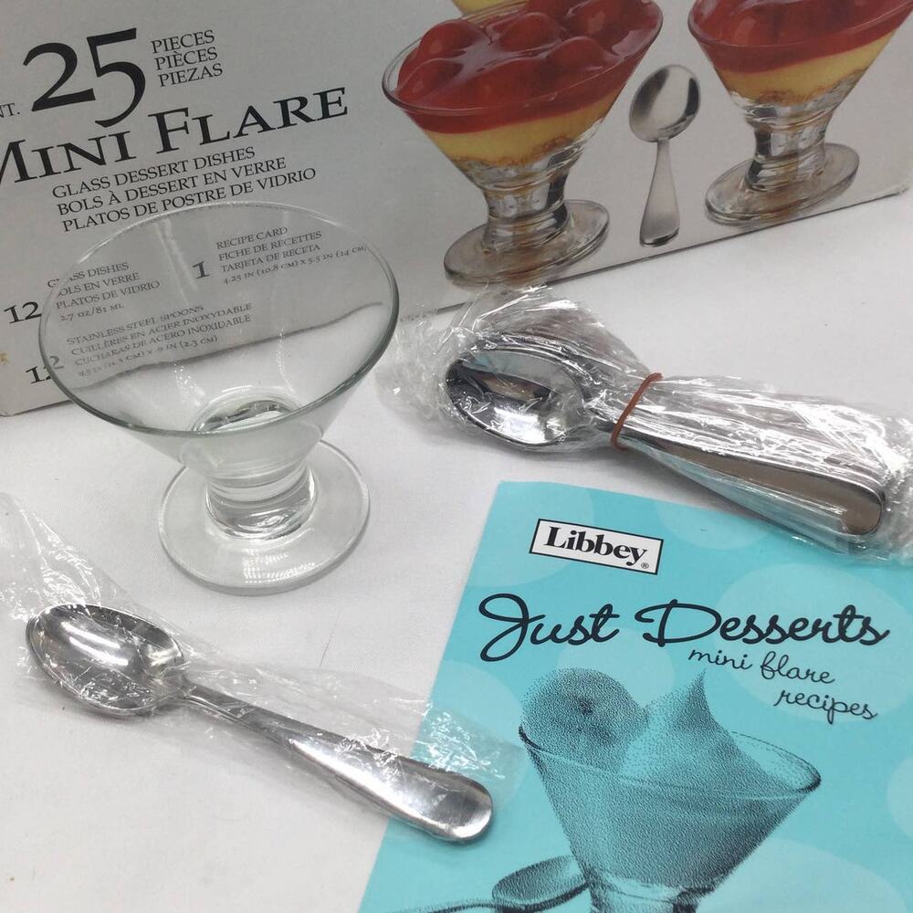 Libbey Just Desserts Mini Flare Glass with Miniature Stanless Steel Spoons